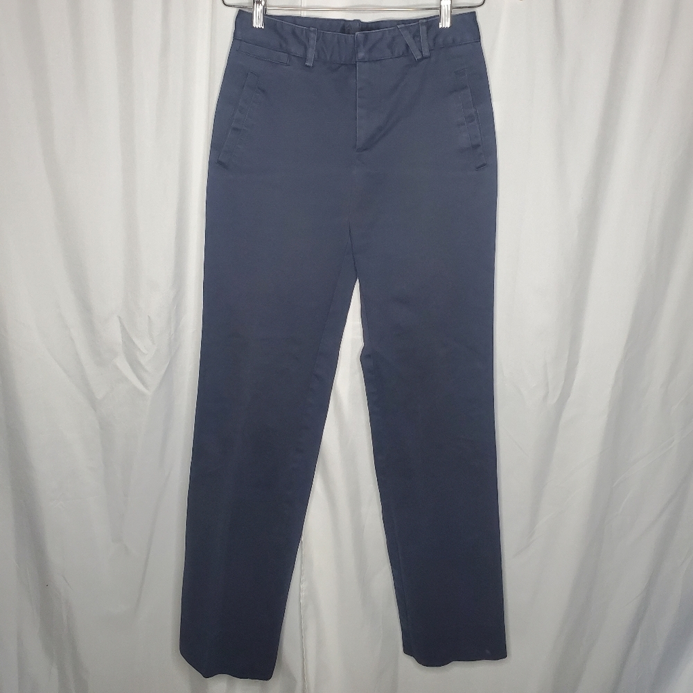 ♧ Jill Stuart Navy Blue Midrise Work Career Pants Size 2 100% Cotton